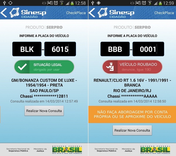 imagem de telas do aplicativo mostrando informações da situação do veículo