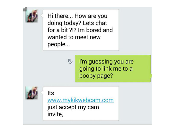 foto de uma conversa no kik