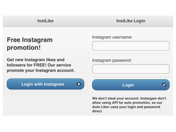foto do login do aplicativo InstLike