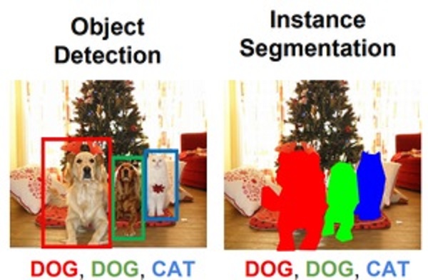 Ilustração de detecção e segmentação de objetos