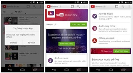 telas do serviço de música do Google