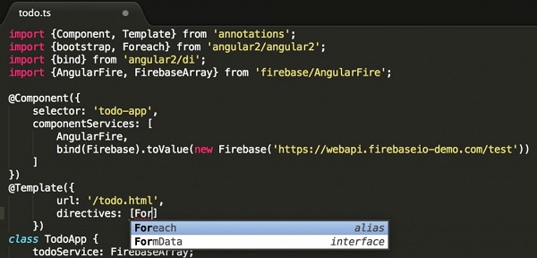 Código em AngularJS escrito em uma tela