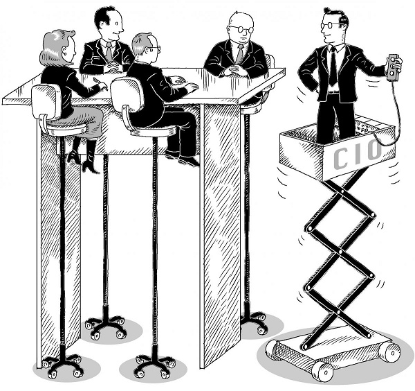 Ilustração de um CIO chegando ao mesmo nível dos demais Chefes