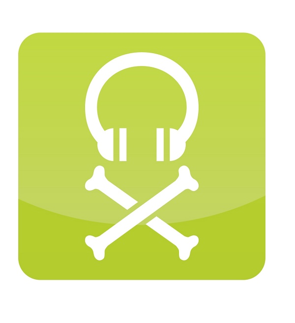Ilustração de um headfone com um símbolo de pirataria