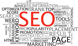 Sigla SEO com várias palavras relacionadas em volta
