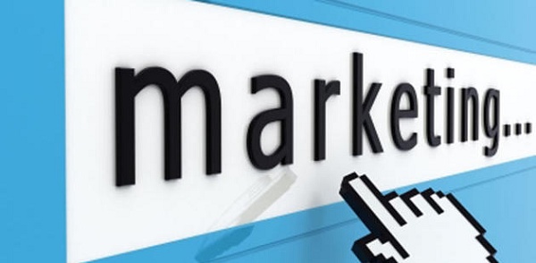 Palavra marketing com cursor do mouse em cima