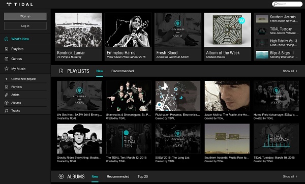Tela do aplicativo TIDAL