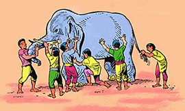 Imagem mostra elefante sendo acariciado por pessoas