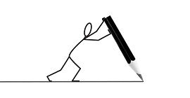 Desenho de um lápis traçando uma linha reta