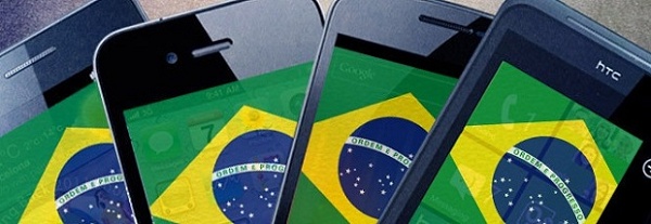 Smartphones com a bandeira do brasil como fundo de tela