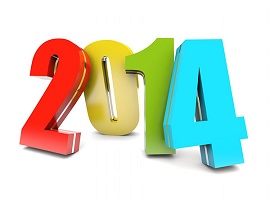 Ano de 2014 em números coloridos